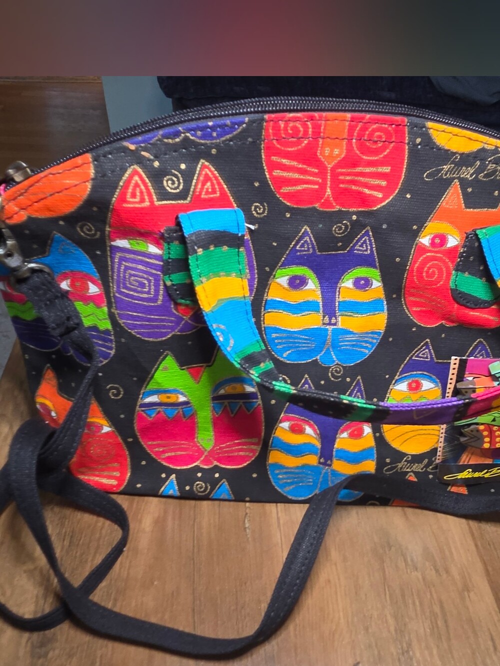 Vintage NWT Laurel Burch Multicolor Cat-Print Women’s Tote Bag